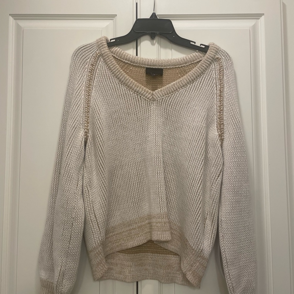 Women's Cream V-Neck Sweater